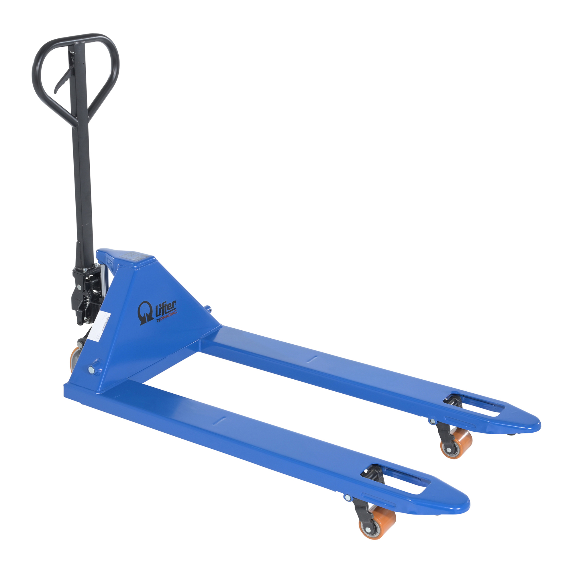 Vestil Steel Pramac Mini Hand Pallet Truck with Polyurethane Wheel 72 In. x 28-11/16 In. x 56 In. 5500 Lb. Capacity Blue/Black